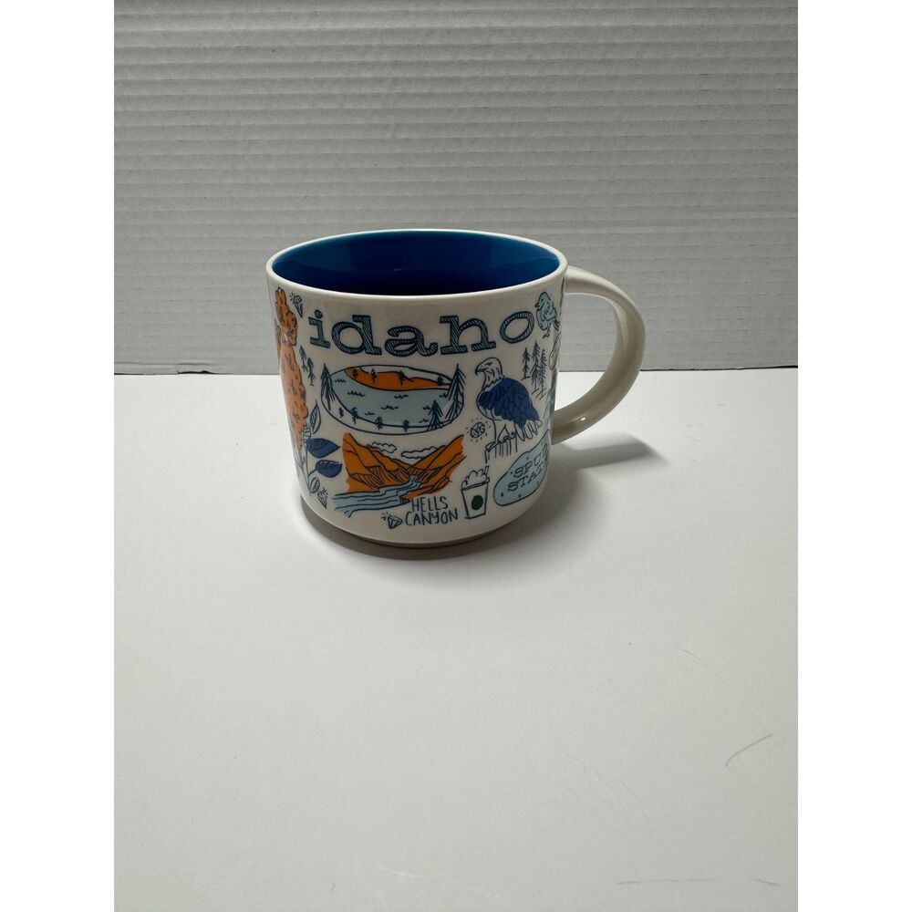Starbucks Been There Series Idaho Coffee Mug 14oz Souvenir Cup Tea Blue Inside